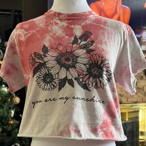 Sunshine Floral Tie-Dye Tee - Red and White